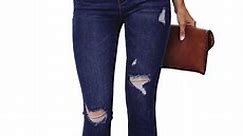 luvamia Womens Ripped Capri Jeans Slim Fit Skinny Stretch Destroyed Denim Capri Pant for Women Size 3XL Fit Size 24 Size 26