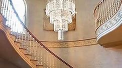 Moooni Modern 6.5ft High Ceiling Chandelier, 18-Lights Raindrop Crystal Chandelier Ceiling Light Fixture Luxury Cascading Lighting for Living Room Large Foyer Entryway Staircase