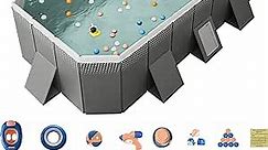 Deluxe Above Ground Swimming Pool Set,Adults Rectangular Outdoor Family PoolRectangular Outdoor Family Pool,Easy to Assemble Foldable Above Ground Pool,Pool Party (Color : C, Size : 210cm)