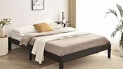 Stella Solid Pine Wood Platform Bed Frame (Black, Queen (U.S. Standard))