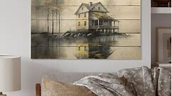 Designart 'Cottage By The Lake III' Lake House Cottage Wood Wall Art - Natural Pine Wood - Bed Bath & Beyond - 37869686
