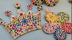 Iridescent Glass Mosaic Tiles for Crafts Bulk,200g Round Mosaic Glass Pieces,Glass Tiles for Mosaic Supplies (White)