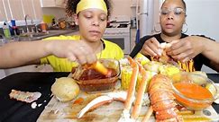 JUMBO LOBSTER TAIL   KING CRAB SEAFOOD BOIL MUKBANG WITH MY WIFE!