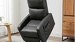 HOMCOM Riser And Recliner Chairs PU Leather Upholstered Lift Chair With Remote Control And Side Pockets Charcoal Grey