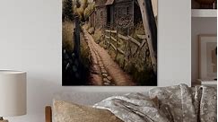 Designart 'Charming Cabin And Path II' Barn Farm Ranch Wood Wall Art - Natural Pine Wood - Bed Bath & Beyond - 37861140