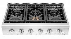 36 in. Pro-Style Slide-in Natural Gas Rangetop with 6 Deep Recessed Sealed Burners in Stainless Steel - 36 Inch - Bed Bath & Beyond - 31126620