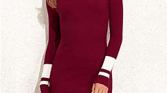 PrettyGuide Women's Turtleneck Sweater Dress Long Sleeve Ribbed Knit Stretch Midi Bodycon Dresses