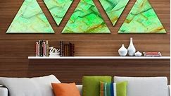 Designart "Light Green Electric Lightning" Contemporary Art on Triangle Canvas - 5 Panels - Bed Bath & Beyond - 17011033