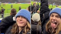Cara is a Blue! Cara Delevingne having a great time at Chelsea game