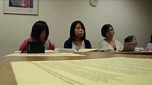 Japonese girls sleeping in the classroom
