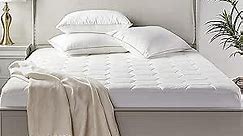 Zen Mattress Pad Cover - Cooling Bed Topper & Waterproof Protector w/Deep Pockets, Twin Size, White