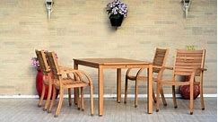 Roques Rectangular 5-Piece Patio Dining Set with teak finish - Bed Bath & Beyond - 28135501