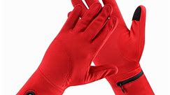 Sun Will Red Warm Heated Thin Gloves,Women Rechargeable Battery Mittens XS-2XL