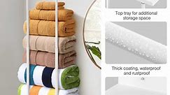 Livhil Wall Towel Rack for Rolled Towels, New Upgrade Towel Racks for Bathroom Wall Mounted, Bathroom Bar Towel Storage, Metal Bath Towel Holder for Folded Large Towel Washcloths, White