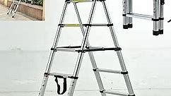 Telescoping Ladder 6.5ft, A-Frame Extension Lightweight 5+6 Step Folding Ladder Portable 330lbs Capacity, Step Ladder for Roofing Business, Household Use, RV