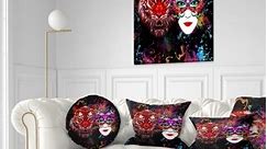 Designart 'Tiger and Woman Colorful Faces' Abstract Throw Pillow - Bed Bath & Beyond - 20951002