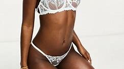Bluebella Gabriella bridal bra with intricate lace detail in white with blue detailing | ASOS