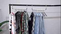 Upgrade 9 Layers Pants Hangers Space Saving, 2 Pack Multifunctional Pants Rack Non Slip Stainless Steel Clothes Space Saver Hangers Closet Organizers Storage for Pants Jeans Leggings, Antiquewhite