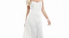 Vila Bridal satin cami maxi dress with stitch detail hem in white  | ASOS