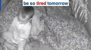 Baby keeps fidgeting on mum while she's sleeping baby