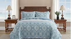 Tommy Bahama Turtle Cove Caribbean Blue Cotton Reversible Quilt Set - Bed Bath & Beyond - 17490214