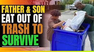 Homeless Father and Son Forced To Eat Out Of Trash Can To Survive