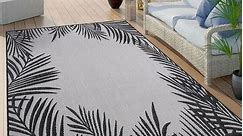 World Rug Gallery Tropical Floral Palm Leaves Textured Flat Weave Indoor/Outdoor Area Rug - Bed Bath & Beyond - 37476459