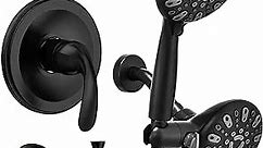 WRISIN Black Shower Faucet Set with Tub Spout (Valve Included), Black Shower Head and Handle Set, Shower Valve Kit with Shower Head and Handheld