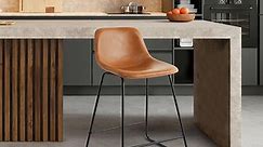 Better Homes & Gardens Farley Scoop Counter Height Stool, Camel Faux Leather