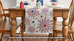 Artoid Mode Silver Fireworks Patriotic 4th of July Table Runner, Seasonal Kitchen Dining Table Decoration for Home Party Decor 13x36 Inch