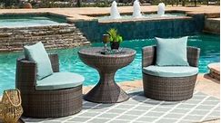 Abbyson Outdoor Palermo 3-Piece Grey Wicker Patio Chat Set with Cushion - Bed Bath & Beyond - 19527597