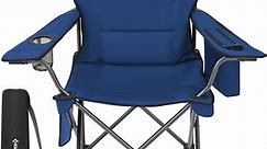 KingCamp Oversized Heavy Duty Outdoor Camping Folding Chair, Ultralight Collapsible Padded Arm Chair Supports 300 lbs,Blue