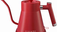 Ecorelax Gooseneck Electric Kettle, Electric Kettle with Leak Proof Design, Stainless Steel Inner, 1200W Quick Heating, for Pour over Coffee, Brew Tea, Boil Hot Water, Red, 0.8L