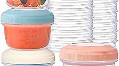 [16 Pack] 4 oz Small Containers with Lids, Reusable Plastic Containers for Snack and Puree, Salad Dressing Container to Go, Deli Containers, Freezer Condiment Containers, Dishwasher Safe, BPA Free