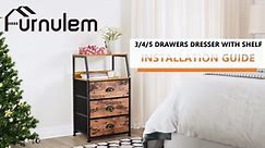 Furulem 5-Drawer Dresser Fabric Bin, Vertical Storage Organizer with Bins for Living Room, Bedroom Side Table, Stable Nightstand for Adults & Kids, Rustic Brown