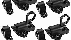 4PC Self-Locking Latches,Spring Gate Latch for Wooden Fence,Automatic Door Latches Safety Resilient Bolt Latch Aluminum Alloy Spring Barrel Slide Door Lock for Secure Pool,Gate,Cabinet,Window (Black)