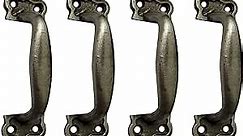 Adonai Hardware "Calno Antique Cast Iron Cabinet Pull Handles for Vintage Wooden Barn Doors, Trays, Furniture, Kitchen, Dressers, Drawers, Cupboards, Wardrobes and Sheds (4, Antique Brushed Nickel)