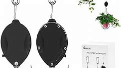 Retractable Plant Pulley, Adjustable Plant Hanger with Locking Button and Metal Ceiling Hooks for Hanging Plants, Garden Flower Baskets, Pots and Bird Feeders, Easily Lower or Raise (2, Black)