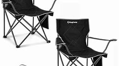 KingCamp 2 Pack Camping Chairs Lightweight Folding Chairs Portable Lawn Chairs Fold Up Patio Chair for Adults Support 220lbs Black