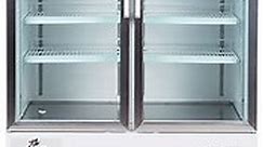 Commercial Refrigerator Glass 2-Door Merchandiser Display Cooler Case Fridge NSF, Bottom-Mounted, 53 inches width, capacity 45 cuft 110V, Restaurant Kitchen Cafe G1.2BM2F