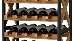 X-cosrack 25-Bottle Wine Rack Free Standing Floor, Rustic Wine Holder Stand 5 Tier Wobble-Free Tall Large Display Storage Shelf