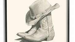 Stupell Cowboy Boots Drawing Framed Giclee Art Design by Grace Popp - Bed Bath & Beyond - 39061967