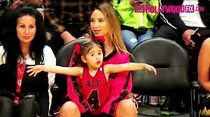 Catherine Paiz & Elle McBroom Cheer For Austin Courtside At The ACE Family Basketball Game 6.29.19