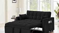 Modern Convertible Loveseat Sofa Cum Sofabed, Functional 2 Seaters Sofa&Couch W/Pull Out Sleeper Couch Bed Bed & Adjustable Backrest for Guest Room/Small Space