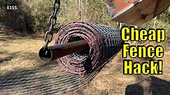 Easy Way to Unroll Woven Wire to Build a Farm Fence with a Compact Tractor