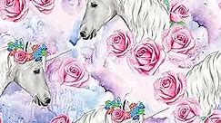 Pink Wallpaper Peel and Stick Modern Unicorn Art Deco Wallpaper for Bedroom Cabinets Pink Floral Contact Paper Self Adhesive Waterproof Wall Paper Laminate Countertop Sheets 17.5" x 118"