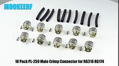 PL-259 Male Crimp Connector,UHF SO239 Crimp Coax Connector for RG316 RG174 Coaxial Cable (Pack of 10)