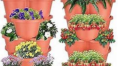 2-Pack Stackable Planter Pots, Brick Red, 5 Tier Garden Tower, Indoor/Outdoor Planters, Ideal for Growing Vegetables and Succulents