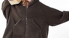 Bedsure Oversized Wearable Blanket Hoodie - Cozy Warm Sherpa Fleece Hooded Blanket with Zipper for Women & Men, Plush Fuzzy Blanket Sweatshirt with Pocket, Girlfriend Gifts, One Size Fits All, Brown