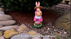 Bunny Figurines 12" for Easter Decorations, Easter Bunny Decor, Solar Rabbit Figurines with Easter Eggs, Easter Decorations for The Home